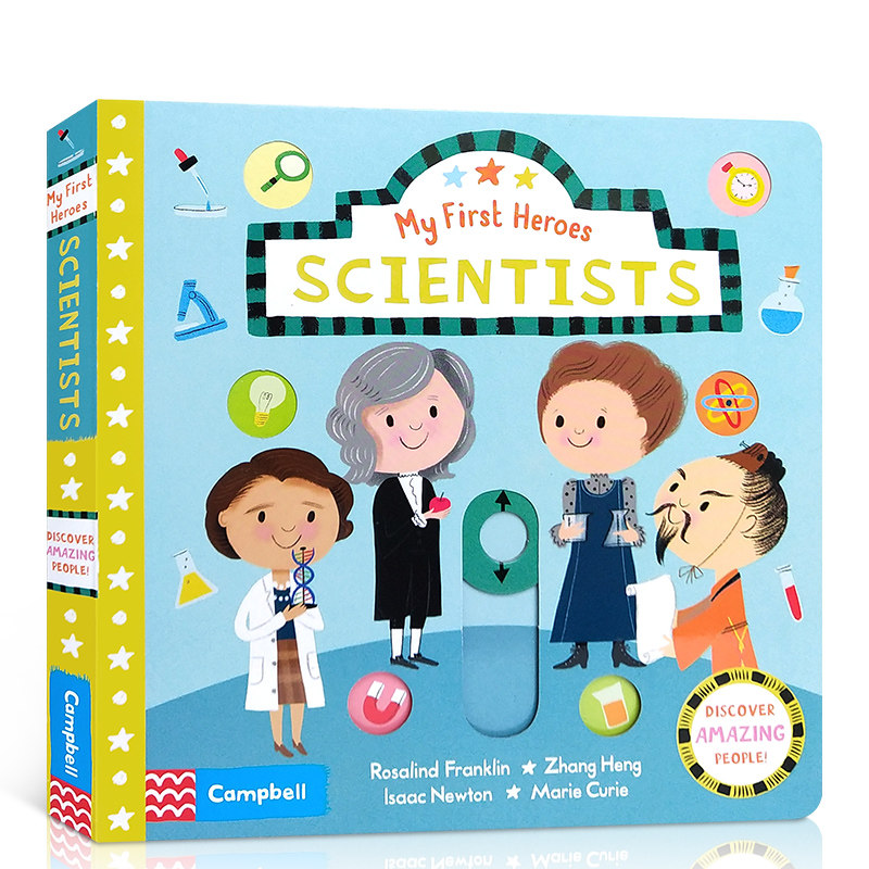 现货 英文原版 My First Heroes系列 初识小英雄 Scientists 低幼亲子认知启蒙操作书 科学知识 纸板书 英文原版 3-6岁
