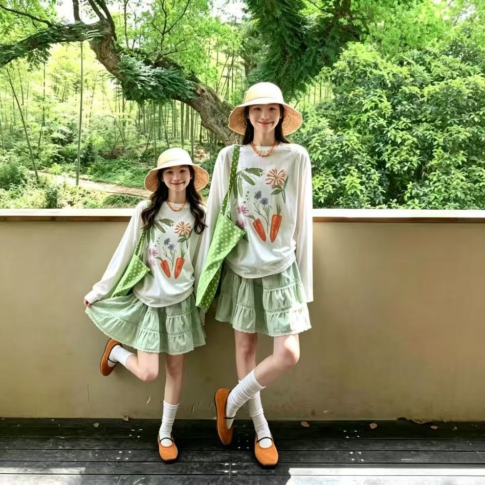 夏季母女装冰丝防晒连衣裙套装