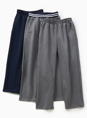 儿童深灰色校服裤男女童长裤春秋藏青蓝中大童宽松直筒裤英伦裤