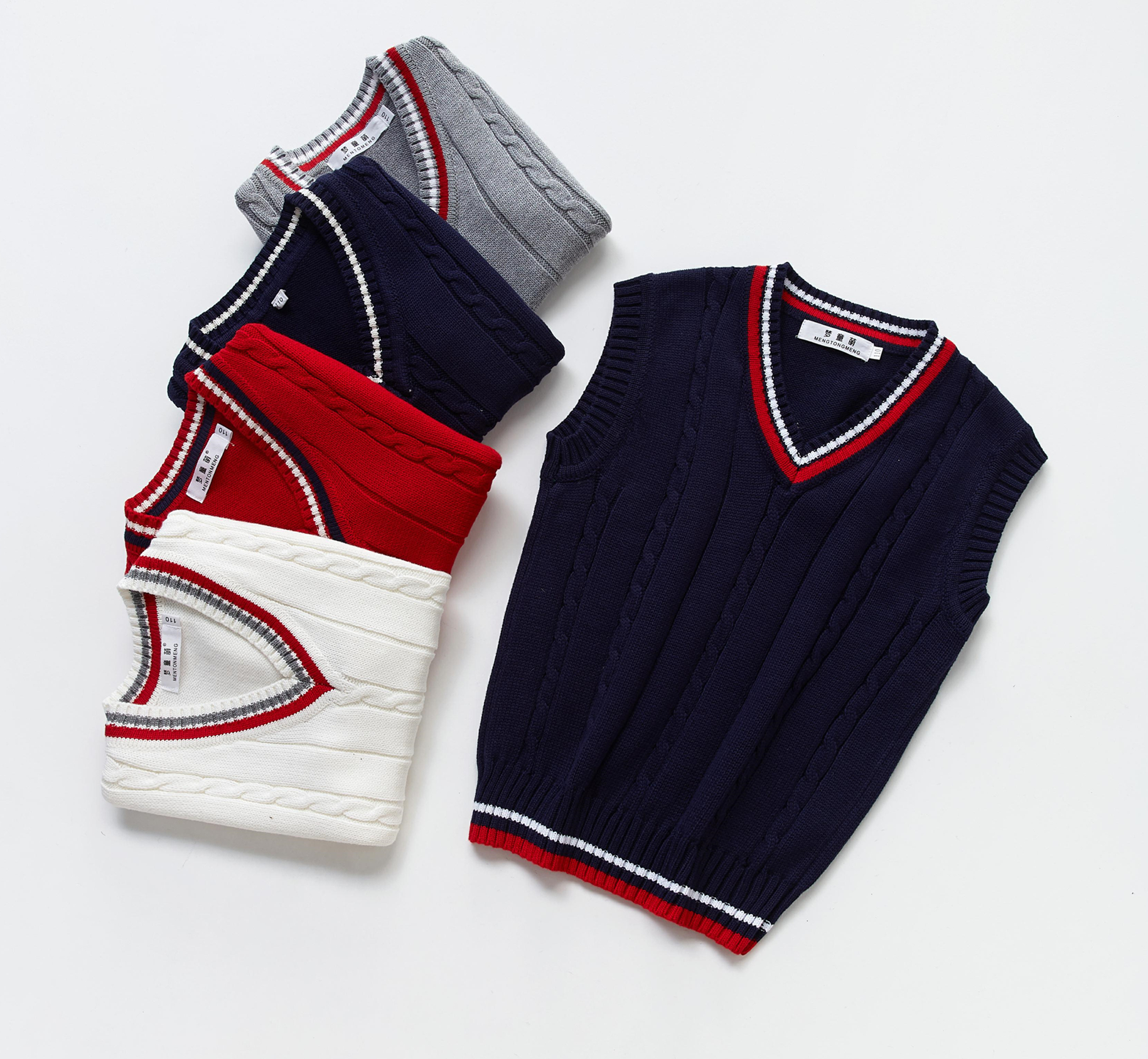 普通毛线纯棉背心男女学生春秋