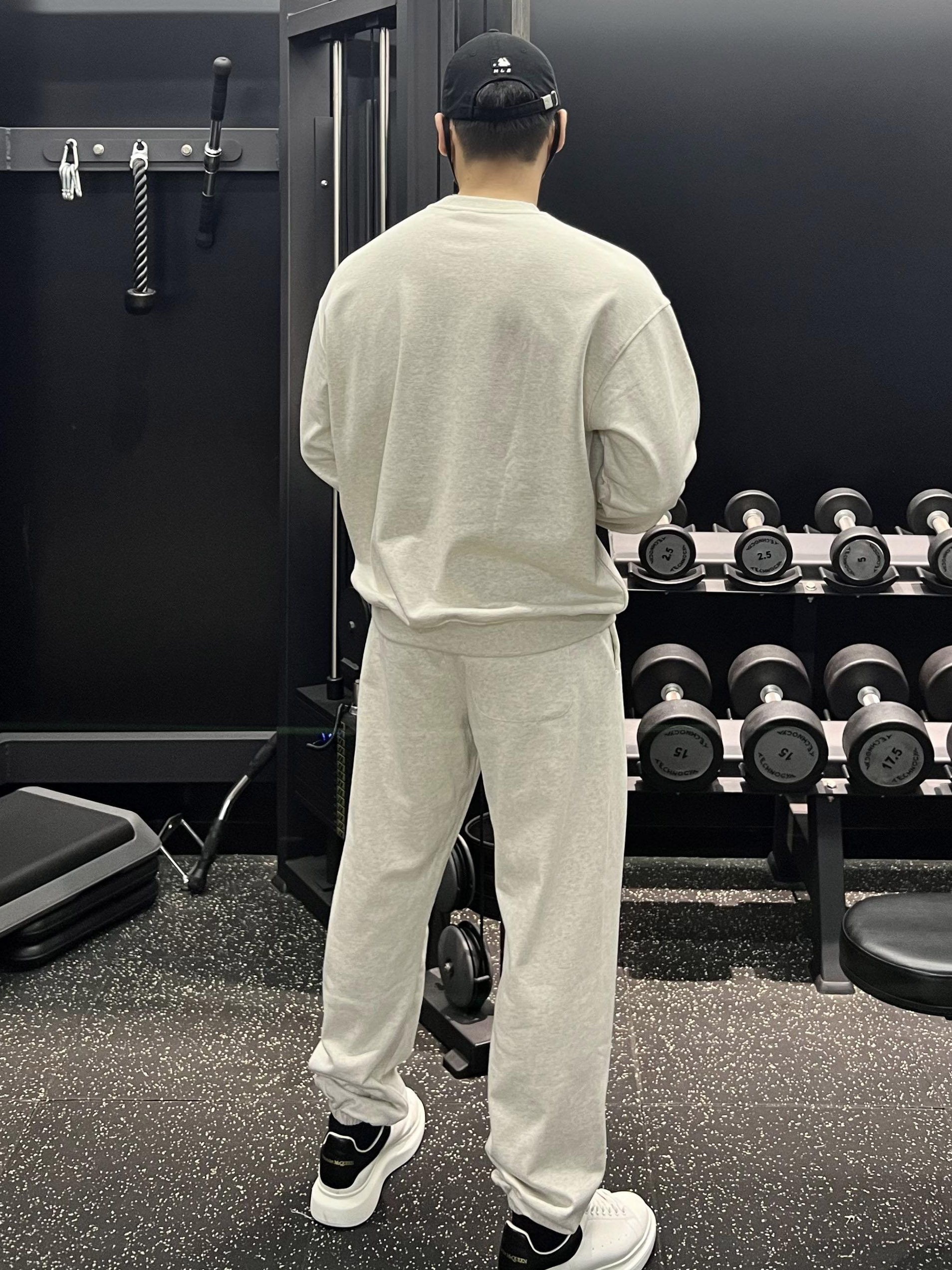 ROUND NECK TRACKSUIT MENS THICKENED TERRY COTTON SPRING AUTUMN AND WINTER CASUAL GYM WEAR LOOSE TREND SWEATSHIRT SWEATPANTS