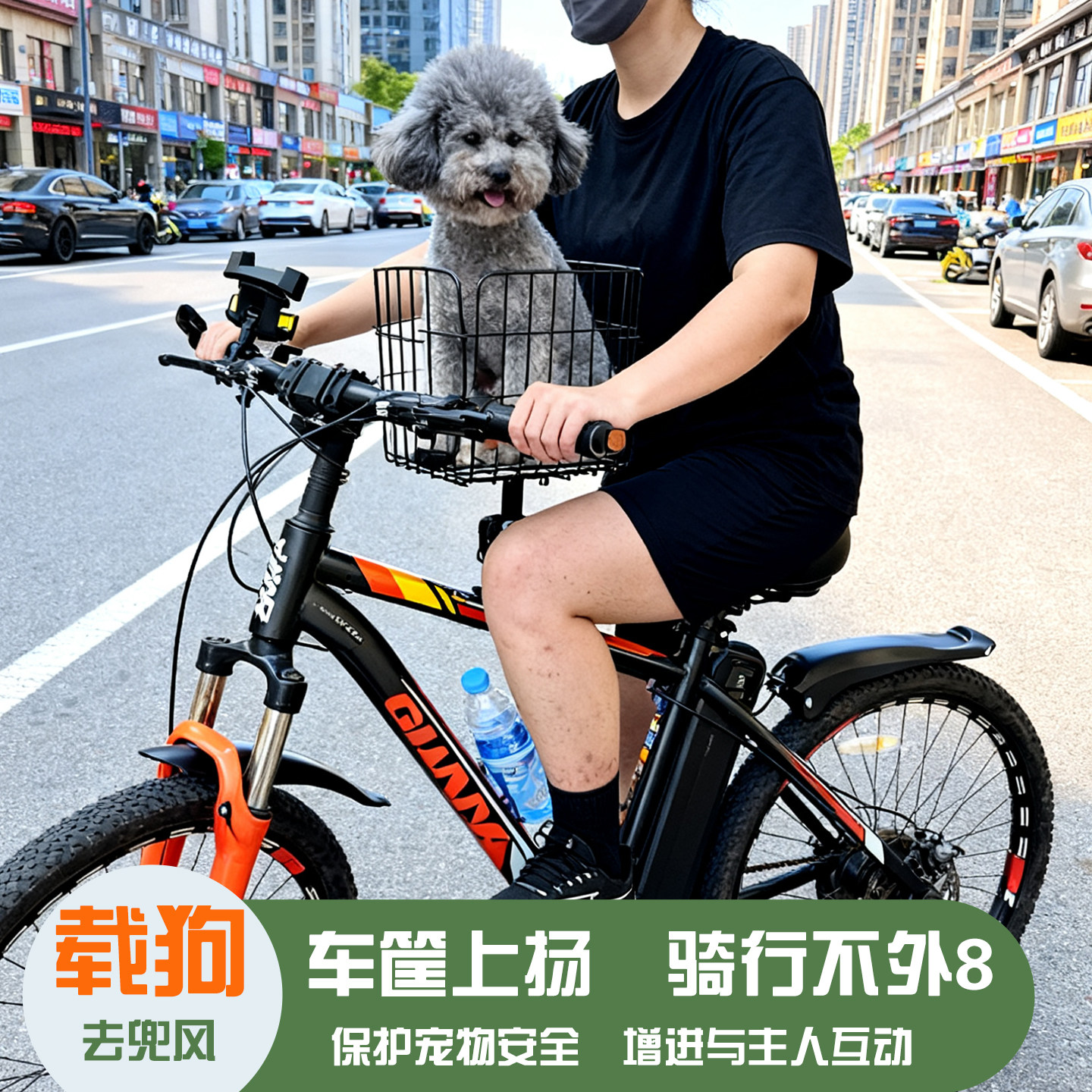 自行车宠物前置车筐山地车狗狗座椅折叠车狗座载狗篮子带狗神器