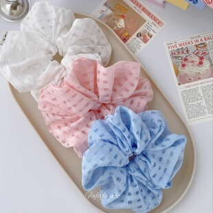 ins韩国格子大肠发圈高级感扎头发绳发饰 oni罗曼史～發家欧尼同款