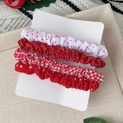 新年红高弹性皮筋小肠发圈套装女