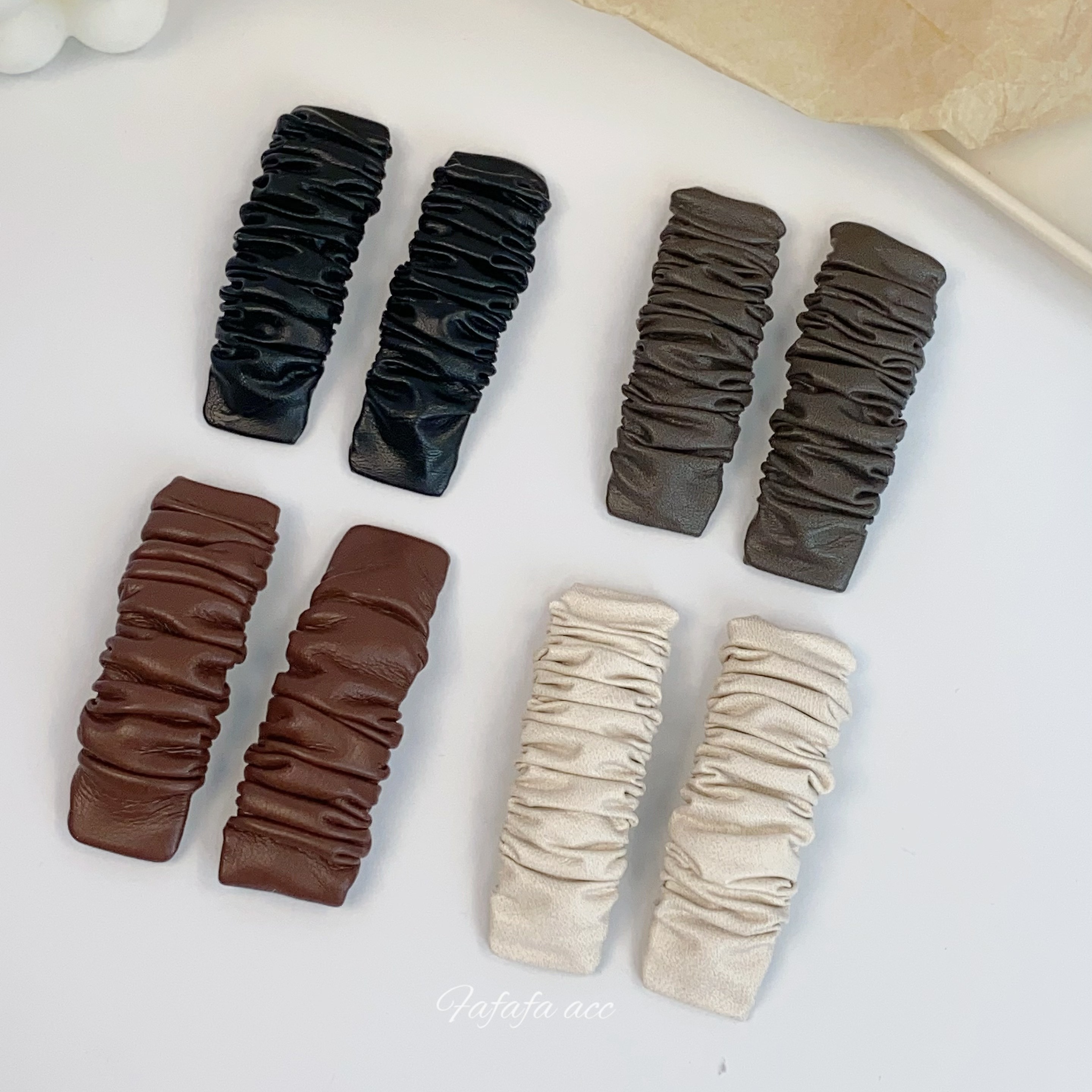 柔软羊皮感發家韩系发夹褶皱PU皮