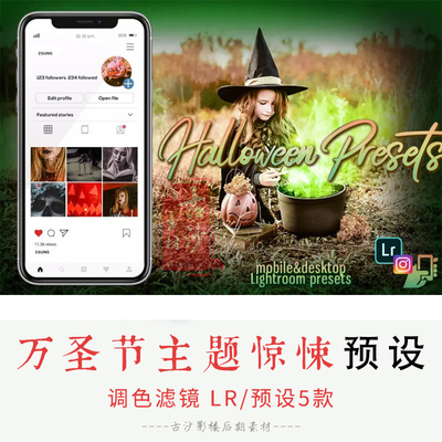 086-LR预设-5款万圣节主题惊悚照片调色滤镜LR预设支持手机版