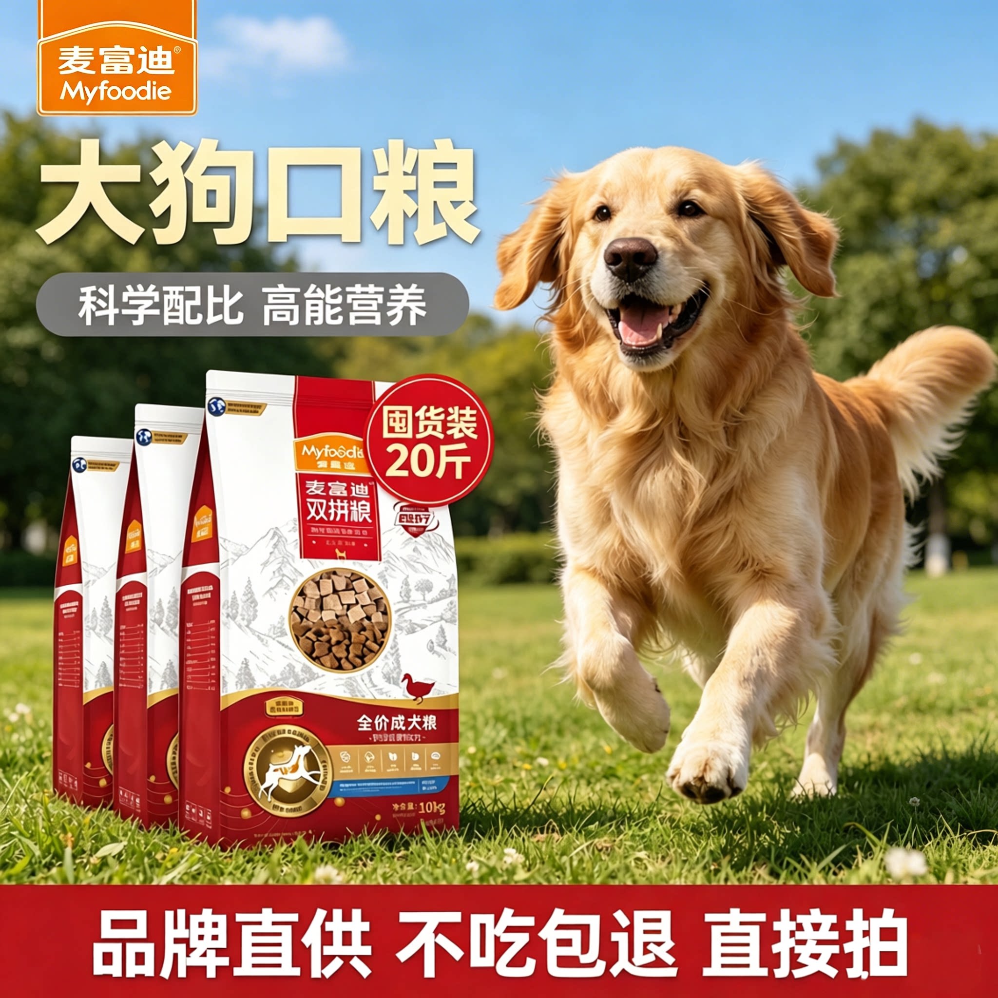 麦富迪鸭肉梨狗粮10kg冻干双拼比熊泰迪柯基博美柴犬粮实惠装20斤
