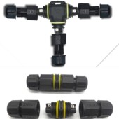 L20二三四五芯T三通一出二并联直通四通线对线螺丝锁线防水连接器