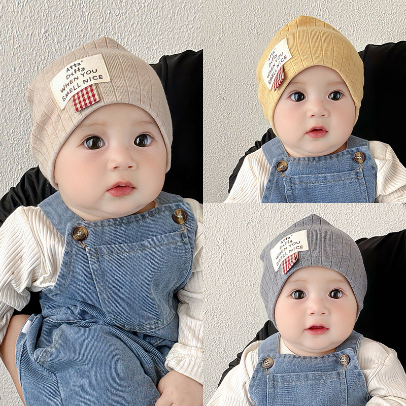 宝宝帽子秋冬季0到3个月6到12个月婴儿新生纯棉洋气春秋冬套头帽