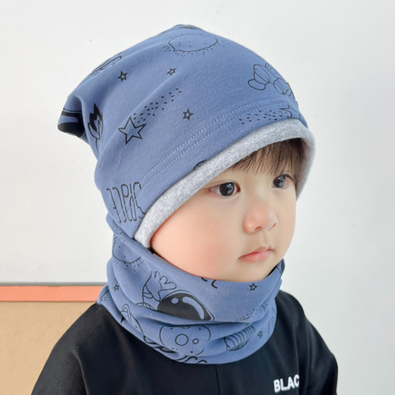 大童童纯棉双层包头帽子秋冬季