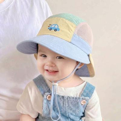 婴儿防晒帽1-5岁6到12个月大帽檐夏款透气男女童遮阳帽防紫外线
