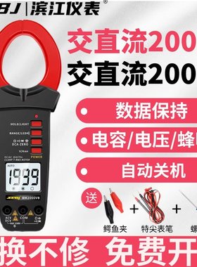 滨江BM2000VA/VB电压2000V交直流2000A高精度智能防烧数字钳型表