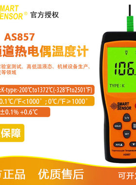 希玛AS857接触式测温仪 K型热电偶温度计 AS877 双通道测温仪