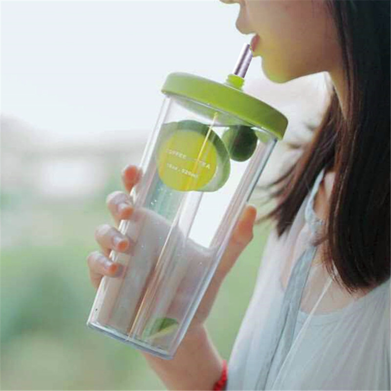 大容量双层防烫防漏塑料吸管杯子图片