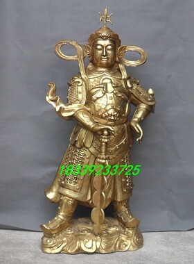 黄铜寺庙站像摆件韦陀菩萨