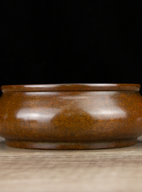 纯铜紫红色圆口香炉小号