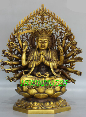 千手观音菩萨黄铜摆件准提佛母