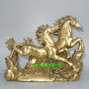 纯铜马小号黄铜飞马二马腾飞双马奔腾跃马摆件装饰品高15-25cm