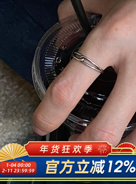 欧美极简几何做旧线条感戒指