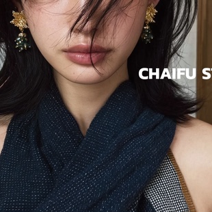 点钻高级感 莫奈花园菱形莆葡萄水晶串耳钉法式 柴夫工作室 E771