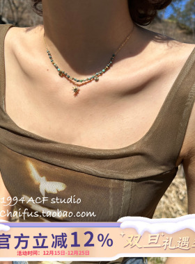 法式轻奢串珠太阳花项链