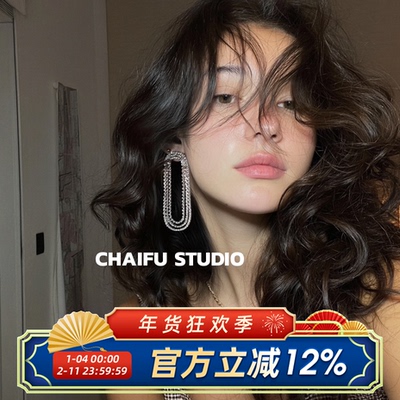 欧美华丽老钱风满钻耳钉