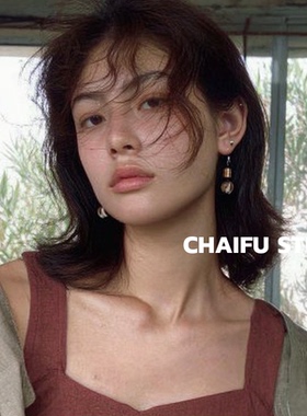 柴夫工作室/E507 东方神韵天然木质植物耳环清冷禅意古典气质耳钩