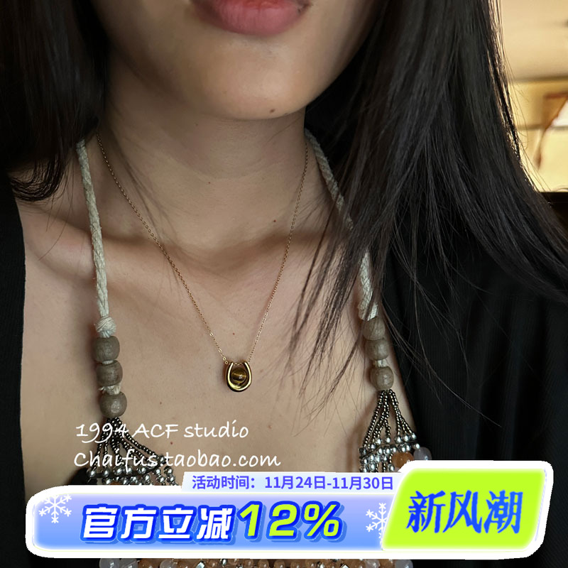 法式复古多元素钛钢吊坠项链