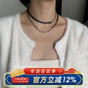 柴夫工作室/X983 欧美朋克嘻哈小众拼接项链缠绕叠戴中性锁骨链