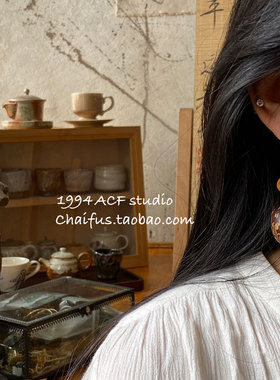 柴夫工作室/E802 复古手作干枯植物果耳环做旧文艺民族气质耳钩