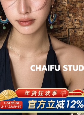 柴夫工作室/E223 复古异域藏式民族手工编织毛线耳环小众轻奢串珠