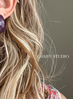 柴夫工作室/E247 韩国小众甜美葡萄紫树脂圆圈可爱春夏耳环耳钉