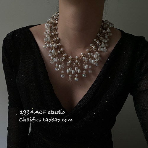 西洋古董优雅珍珠琉璃项链