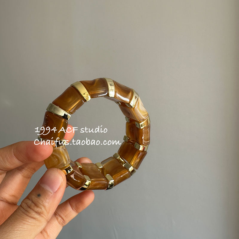 港风复古拼接活口亚克力手镯