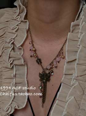 古着风民族串珠蝴蝶项链