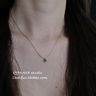 柴夫工作室 INS简约百搭细闪锆石项链复古轻奢小众设计细链 X483