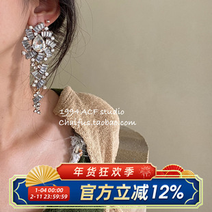 柴夫工作室/E539 欧美晚宴高级感异形水钻耳钉超闪夸张复古耳环