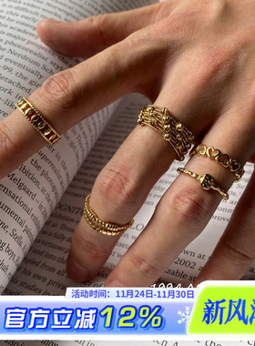 冷淡褶皱肌理感爱心小巧开口戒指