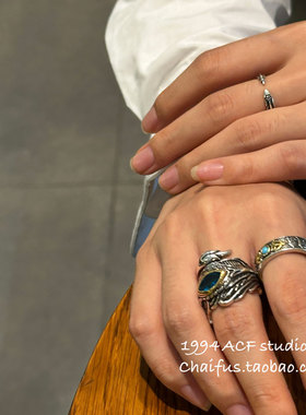 中古风做旧几何不规则开口戒指