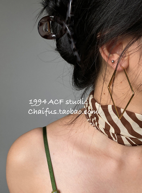 柴夫工作室/E121 欧美简约嘻哈几何方形耳钉百搭复古朋克夸张耳环