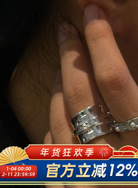 韩系简约中性肌理感宽版戒指