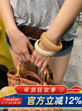 新中式手工编织竹藤手镯