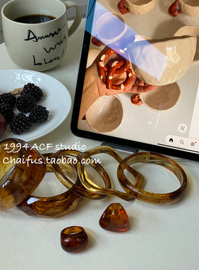 新中式复古树脂不规则纹理手镯