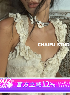 中古甜酷鸢尾花双层项链