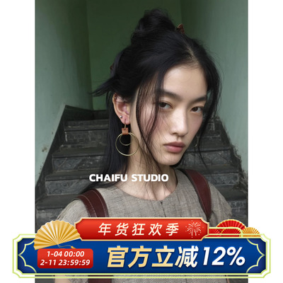 荒原游牧风古铜多层圆形耳环