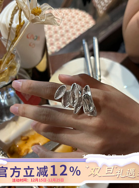 欧美中性风异形轮廓拉丝戒指