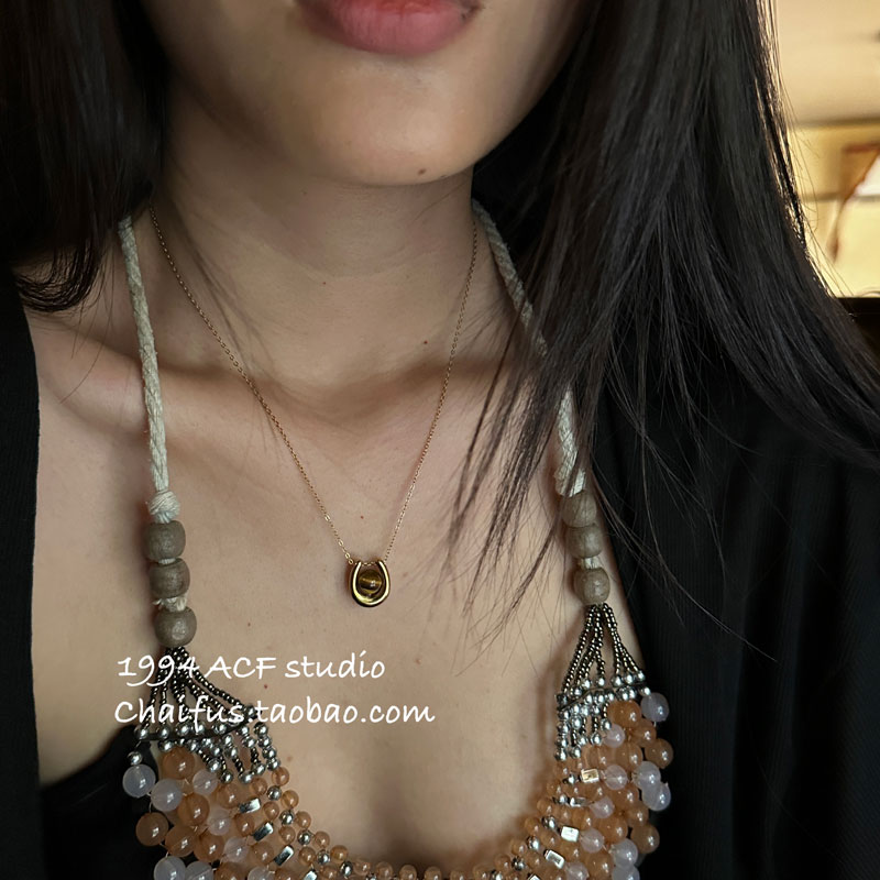 法式复古多元素钛钢吊坠项链