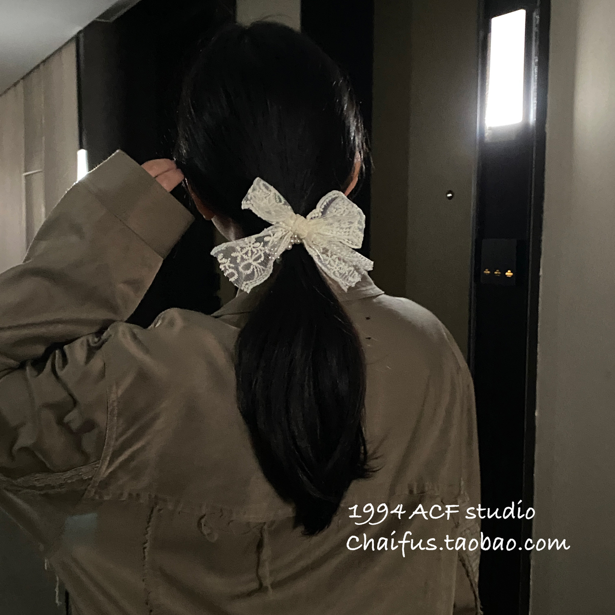 法式小香风蝴蝶结珍珠发绳