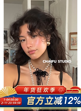 日韩辣妹风串珠水晶花朵项链