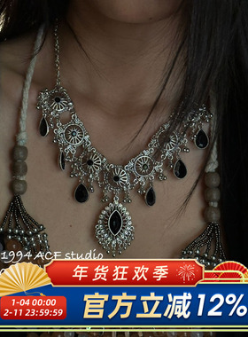 苗疆少女镶钻流苏小圆珠项链